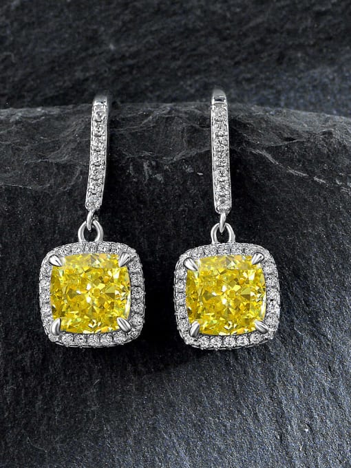 Diamond yellow [e 2052] 925 Sterling Silver High Carbon Diamond Geometric Luxury Drop Earring